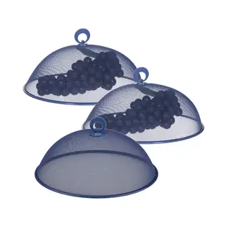 Alpina Vliegenkap/voedselkap - 3x - Rond - Blauw - D30 X H15 Cm - Buiten Eten - Anti Insecten - Metaal