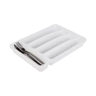 Bestekbak - Kunststof - 5-vaks - Wit - 33 X 23 X 4 Cm - Keuken Accessoires