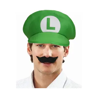Loodgieter Luigi Verkleed Set - Pet En Snor - Groen - Gamer Verkleed Accessoires