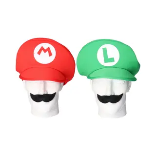 Loodgieter Mario En Luigi Verkleed Set - Pet En Snor - Groen - Gamer Verkleed Accessoires