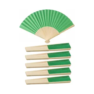 Handwaaier/spaanse Waaier - 6x - Groen - Bamboe/papier - 36 X 21 Cm - Verkoeling/zomer