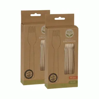 Bbq/verjaardag/camping Wegwerp Bestek - Vorken - 80x - Hout - 16 Cm - Eco Friendly/composteerbaar