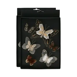 Othmar Decorations Decoratie Vlinders Op Clip - 6x- Bruin Tinten - 5-8 Cm - Kunststof