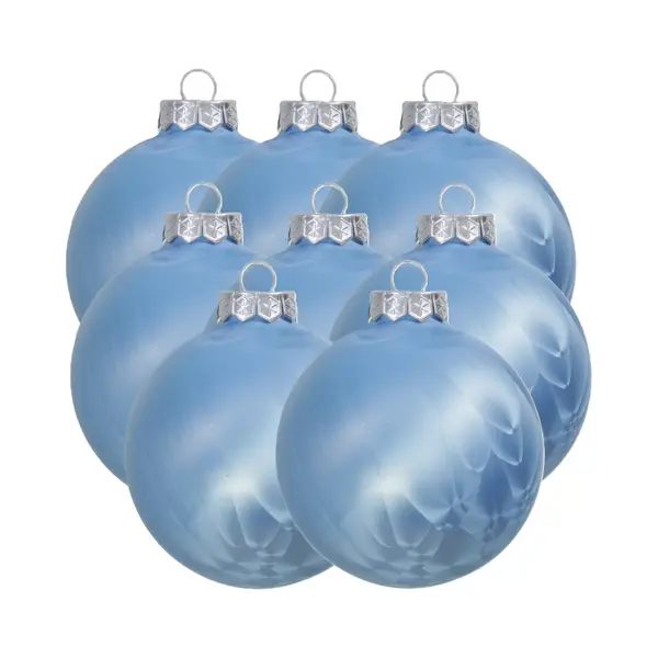 Othmar Decorations Luxe Kleine Kerstballen - 8x St - 8 Cm - Blauw - Glas - Ice Finish thumbnail