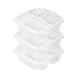 PlasticForte Vershoudbakje 3-vaks - 3ST - 1, 2L - Meal Prep - Herbruikbaar - Transparant - Vaatwasser Bestendig - Magnetron Bakjes