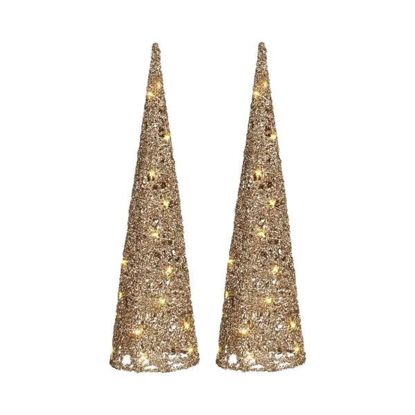 House Of Seasons Led Kegel Kerstboom Lampen - 2x - Champagne - 30 Leds - H60 Cm -kerstverlichting thumbnail