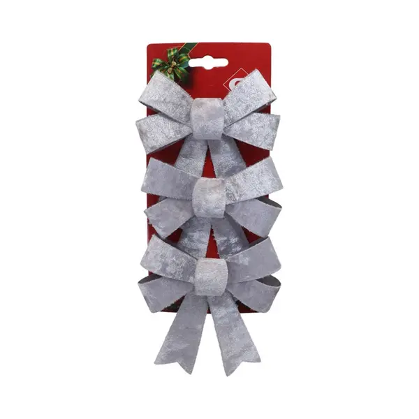 Gerimport Decoratie Strikken - 3x St - Zilver - 10 X 13 Cm - Strikjes thumbnail