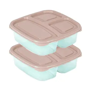Plasticforte Vershoudbakje - 2x - 3-vaks - 1, 2L - Meal Prep - Herbruikbaar - Taupe - Vaatwasser Bestendig - Magnetron Bakjes