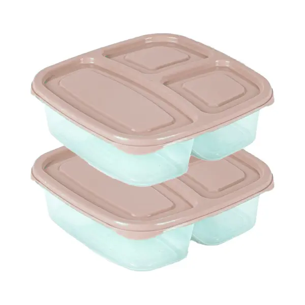 Plasticforte Vershoudbakje - 2x - 3-vaks - 1, 2L - Meal Prep - Herbruikbaar - Taupe - Vaatwasser Bestendig - Magnetron Bakjes thumbnail