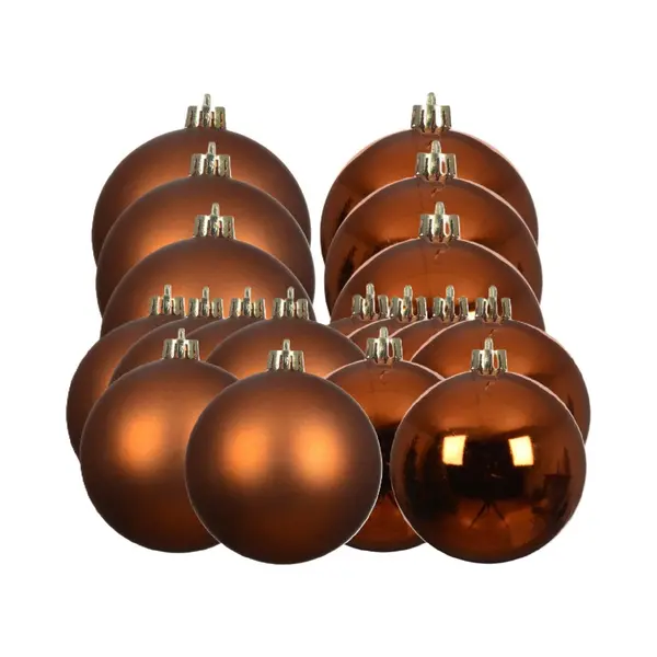 Decoris Kerstballen Set - 18x St - Koper/cognac Bruin - D6 En D8 Cm - Kunststof - Kerstversiering thumbnail