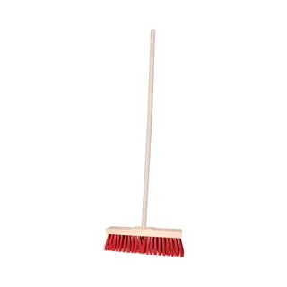 Buemag Brumag Straatbezem Vulla Voor Buiten - Kop 42 Cm Met Extra Veel Vezels - Rood - Houten Steel 130 Cm