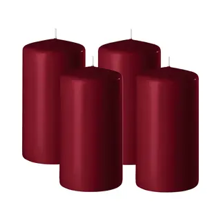 Enlightening Candles Cilinderkaars/stompkaars - 4x - Bordeaux Rood - D6 X H10 Cm - 36 Branduren - Dikke Kaarsen - Voor Kandelaar Of Plateau