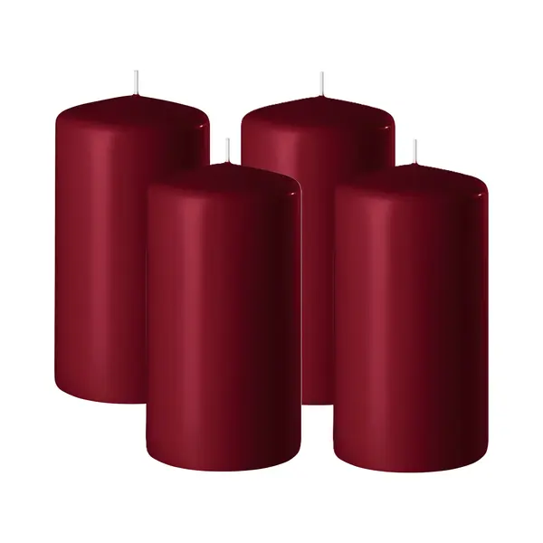 Enlightening Candles Cilinderkaars/stompkaars - 4x - Bordeaux Rood - D6 X H10 Cm - 36 Branduren - Dikke Kaarsen - Voor Kandelaar Of Plateau thumbnail