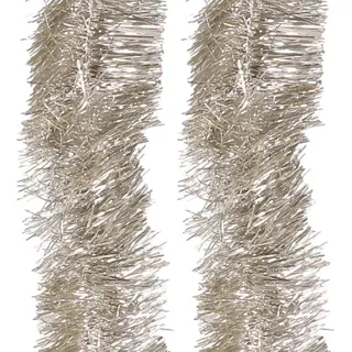 Decoris Kerstslinger - 4x - Zilver/champagne - 270 X 7 Cm - Folie/lametta - Glans - Kerstversiering