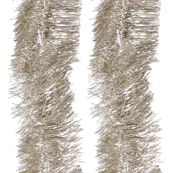 Decoris Kerstslinger - 4x - Zilver/champagne - 270 X 7 Cm - Folie/lametta - Glans - Kerstversiering thumbnail