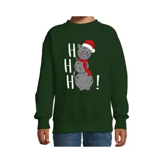 Bellatio Decorations Kersttrui/sweater Voor Jongens/meisjes - HoHoHo - Grijs - Sneeuwpop Poesje 170/176
