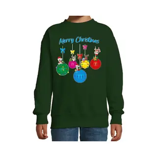Bellatio Decorations Kersttrui/sweater Voor Jongens/meisjes - Groen - Rendiertjes - Merry Christmas 122/128
