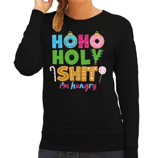 Bellatio Decorations Foute Kersttrui/sweater Voor Dames - Hohoholy Shit - Honger - Zwart - Hilarische Kerst S