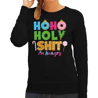 Bellatio Decorations Foute Kersttrui/sweater Voor Dames - Hohoholy Shit - Honger - Zwart - Hilarische Kerst Xl