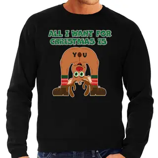 Bellatio Decorations Foute Kersttrui/sweater Voor Heren - All I Want Is - Zwart - Blote Kont - Rendier Xl