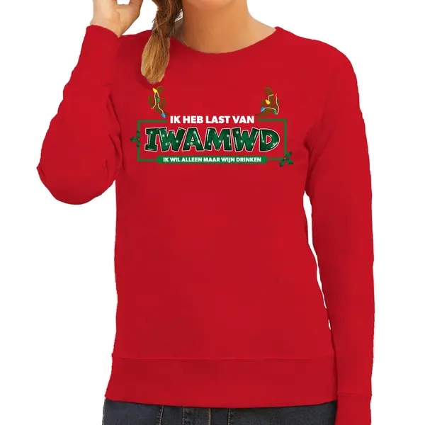 Bellatio Decorations Foute Kersttrui/sweater Voor Dames - Ik Heb Last Van Iwamwd - Rood - Grappig Xxl thumbnail