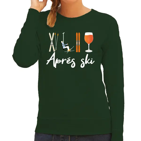 Bellatio Decorations Apres Ski Sweater Dames - Apres Ski - Groen - Wintersport - Grappig - Skieen/snowboarden Xxl thumbnail