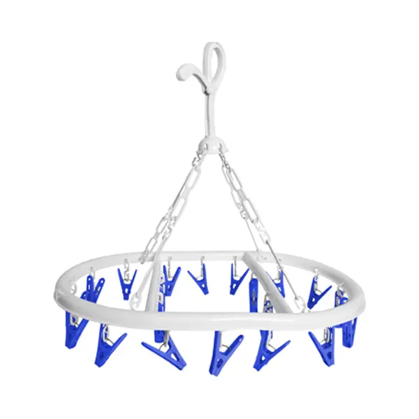 Cm Wasgoed Droogcarrousel/droogmolen - 20 Clips/knijpers - Wit/blauw - Kunststof - 29 X 42 Cm thumbnail