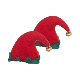 Smiffys Verkleed Haarband Mini Elfenmuts - 2x - Diadeem - Vilt - Kerst Accessoires