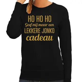 Bellatio Decorations Foute Kersttrui/sweater Voor Dames - Hohoho Jonko Cadeau - Zwart - Glitter Goud Xs