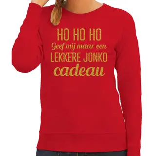 Bellatio Decorations Foute Kersttrui/sweater Voor Dames - Hohoho Jonko Cadeau - Rood - Glitter Goud M