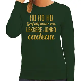 Bellatio Decorations Foute Kersttrui/sweater Voor Dames - Hohoho Jonko Cadeau - Groen - Glitter Goud Xs