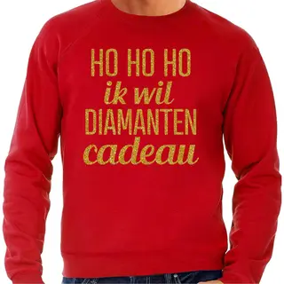 Bellatio Decorations Foute Kersttrui/sweater Voor Heren - Hohoho Diamanten Cadeau - Rood - Glitter Goud Xxl