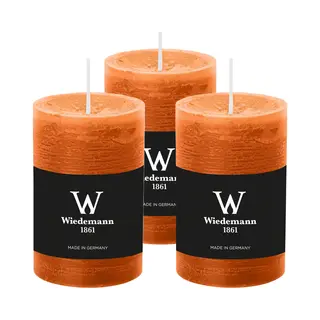 Wiedemann Cilinderkaars/stompkaars - 3x - Rustieke Kaars - Cognac - 6 X 9 Cm - 30 Branduren