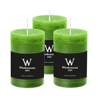 Wiedemann Cilinderkaars/stompkaars - 3x - Rustieke Kaars - Lichtgroen - 6 X 9 Cm - 30 Branduren