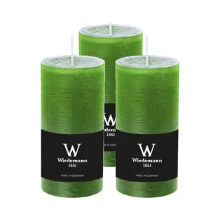 Wiedemann Cilinderkaars/stompkaars - 3x - Rustieke Kaars - Lichtgroen - 6 X 12 Cm - 42 Branduren