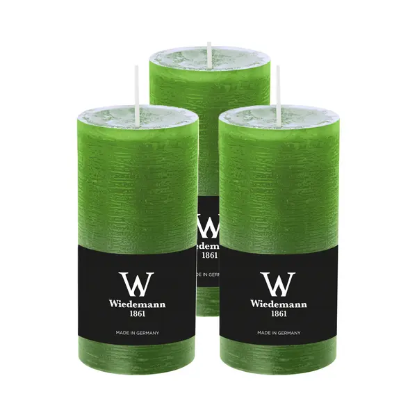 Wiedemann Cilinderkaars/stompkaars - 3x - Rustieke Kaars - Lichtgroen - 6 X 12 Cm - 42 Branduren thumbnail