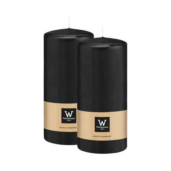 Wiedemann Cilinderkaars/stompkaars - 2x - Zwart - 15 X 7 Cm - 63 Branduren - Zuilkaarsen thumbnail