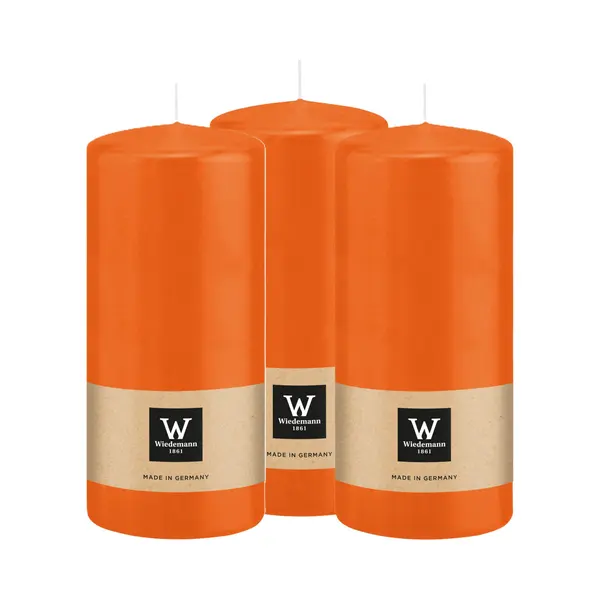 Wiedemann Cilinderkaars/stompkaars - 3x - Oranje - 15 X 7 Cm - 63 Branduren - Zuilkaarsen thumbnail