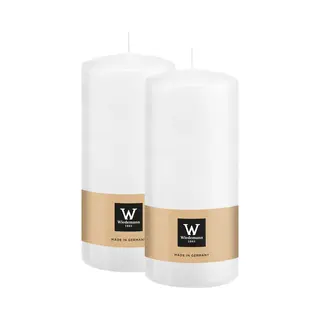 Wiedemann Cilinderkaars/stompkaars - 2x - Wit - 15 X 7 Cm - 63 Branduren - Zuilkaarsen