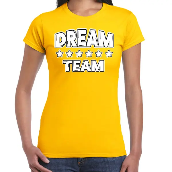 Bellatio Decorations Cadeau Sport T-shirt Dames - Dream Team - Geel - Team Building - Sportkleding Dames Xxl thumbnail