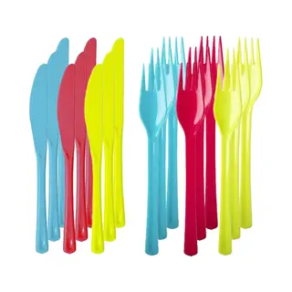 Plasticforte Set Van 18x Messen En 18x Vorken - Kunststof - Herbruikbaar Plastic - 19 Cm - Bbq / Verjaardag