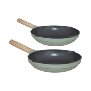 5Five Koekenpan Horizon - Set Van 2 - 24 Cm/28 Cm - Alle Warmtebronnen - Anti-aanbaklaag - Groen