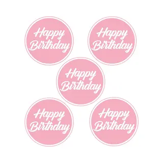 Bellatio Decorations Bierviltjes/onderzetters Happy Birthday - 20x Stuks - Lichtroze - D10 Cm - Verjaardag Versiering