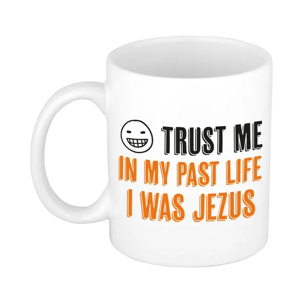 Bellatio Decorations Bellatio Decoration Cadeau Koffie/thee Mok - Trust Me I Was Jezus - Oranje - Keramiek - 300 Ml thumbnail