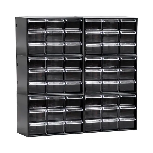 Plasticforte Sorteerbakjes Spijkers/schroeven - 54x Lades - 18.5 X 10 X 12 Cm - Opbergkastjes - Ophangbaar - Zwart/transparant thumbnail