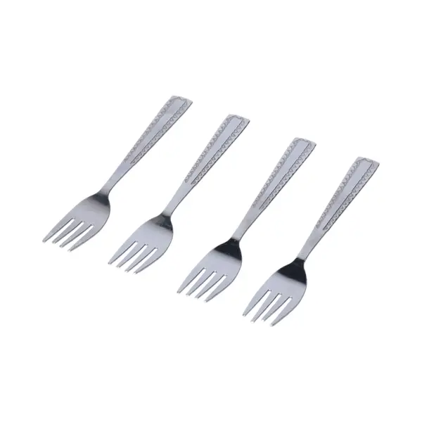 Gebaksvorkjes - 4x Stuks - Zilver - Stippen - 15 Cm - Taartvorkjes - Vaatwasser Bestendig thumbnail