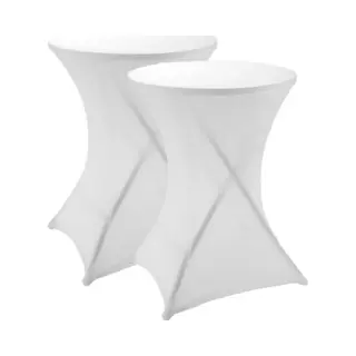 Nette Afdekhoes Voor Een Statafel - 2x - Wit - Spandex Elastiek/polyester - D80 Cm X H110 Cm - Tafelhoes