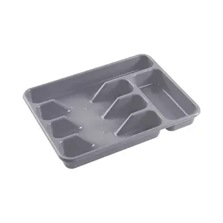 Hega Hogar Besteklade Indeler - Kunststof - 5 Compartimenten - Grijs - 34 X 26 X 5 Cm - Keuken Organizer