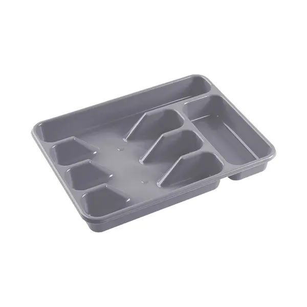 Hega Hogar Besteklade Indeler - Kunststof - 5 Compartimenten - Grijs - 34 X 26 X 5 Cm - Keuken Organizer thumbnail