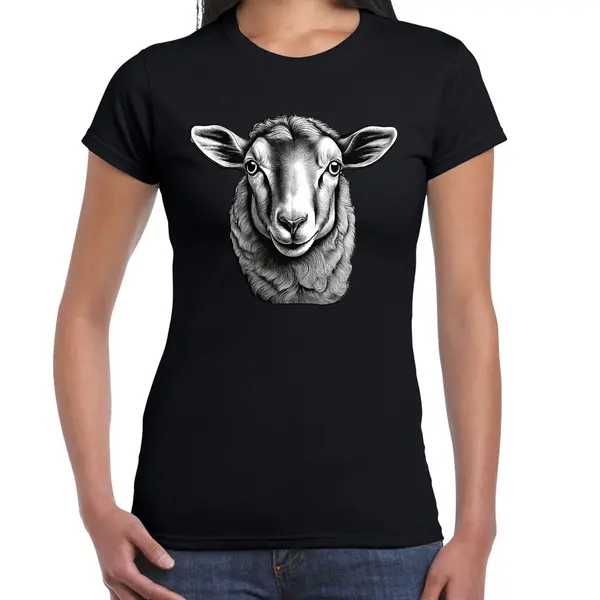 Bellatio Decorations Cadeau T-shirt Dames - Boerderijdieren Liefhebber - Zwart - Schaap Xs thumbnail